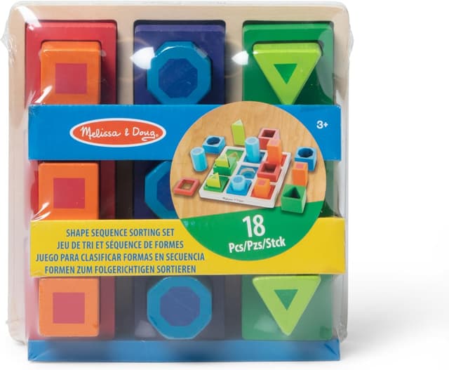 Detalle 2 de Melissa & Doug Sortierset für aufeinanderfolgende Formen – Holzspielzeug mit 18 Klötzen