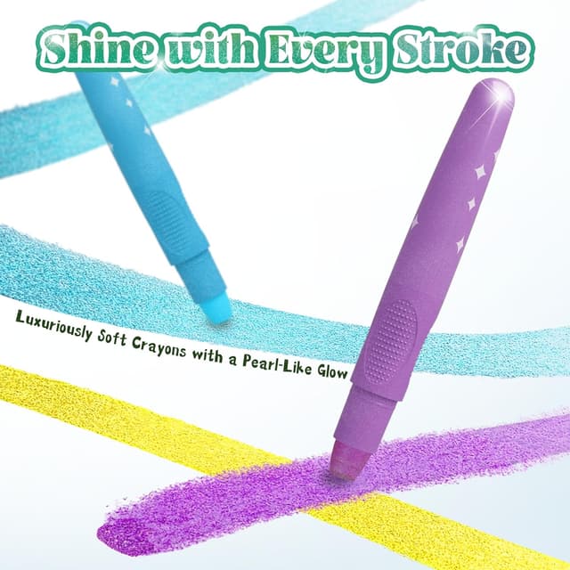 Detalle de Rainbow Sparkle Metallic Watercolor Gel Crayons (12 colours) twistable pencils for toddlers