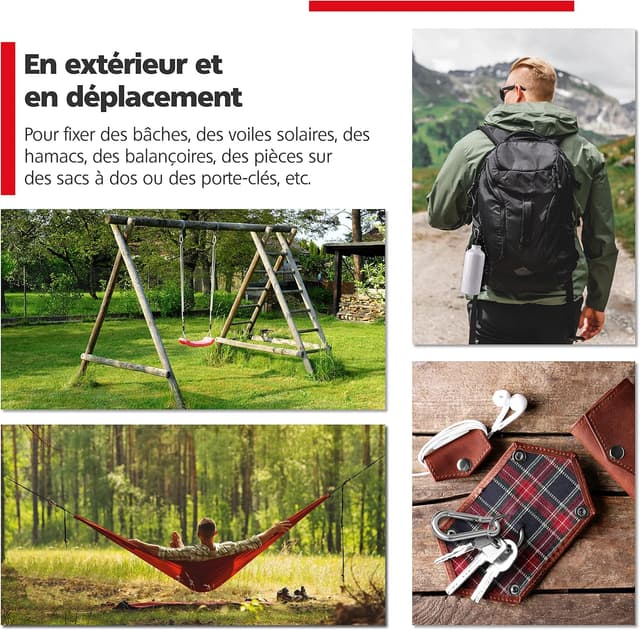 Detalle de RAVN HAMAN lot de 6 mousquetons à fermeture à ressort 6 x 60 mm, charge annoncée jusqu’à 120 kg