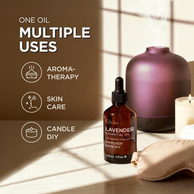 Detalle 2 de Gya Labs Lavender Essential Oil for Diffuser (118ml) – 100% Pure Natural Lavender Oil