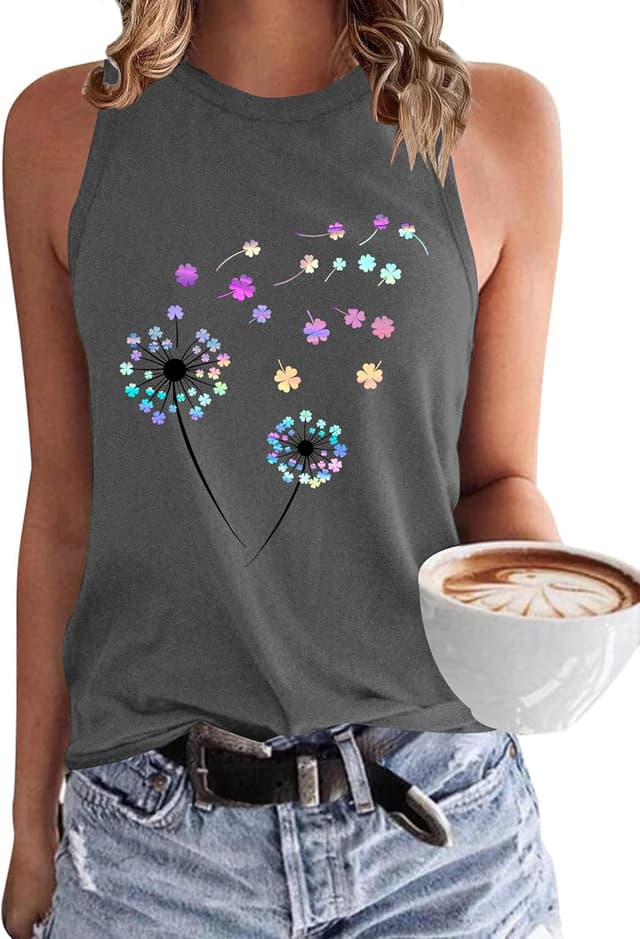 Detalle de WNEEDU Damen Tank Top mit Rundhalsausschnitt – ärmelloses Sommer-Top für Alltag & Reisen