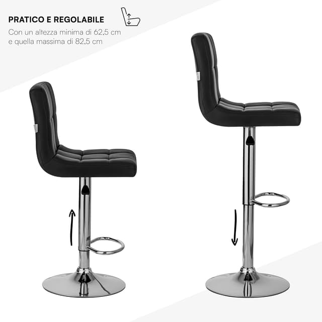 Thumbnail 3 de Baroni Home Tabouret de Bar Noir 115 cm