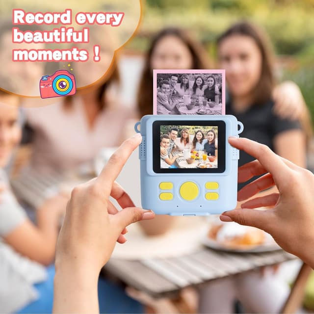 Detalle 2 de Hikkon Nachfülldruckpapier für Kinder-Sofortbildkamera – 12 Rollen in Rosa, Blau & Gelb