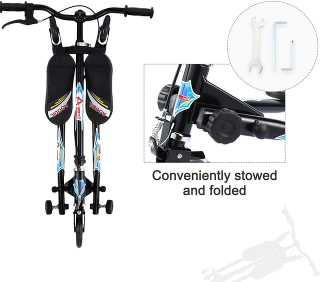 Detalle de AOODIL Swing Kinder-Scooter mit 3 Rädern, faltbar, LED-Blinkräder und höhenverstellbarem Lenker (76–84 cm)