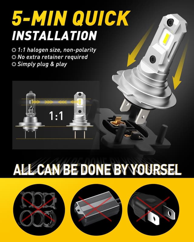 Thumbnail 3 de AUXITO H7 LED Bulb 6500K, 2PCS