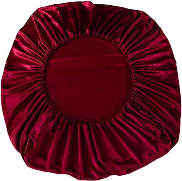 Detalle de Drap-housse satin 160x200 avec bonnet 30 cm Michorinee – Rouge vin, polyester microfibre