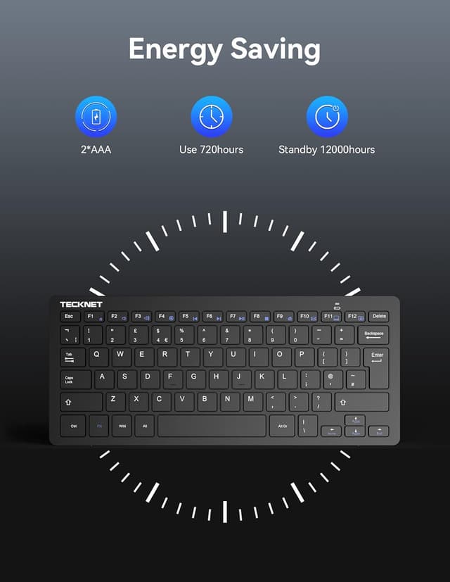 Detalle 2 de TECKNET 2.4G Wireless Keyboard 12-month battery ⌨