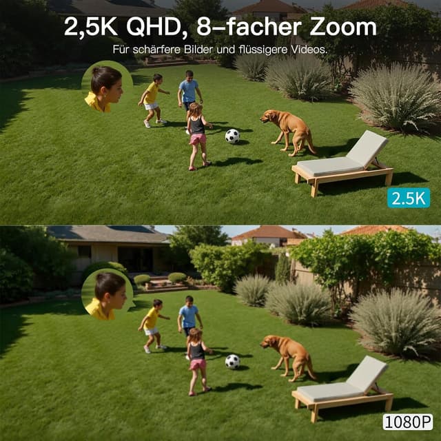 Detalle de VIM TAG 2,5K WLAN-Außenüberwachungskamera mit KI-Bewegungserkennung, 5G/WLAN, 2er-Set