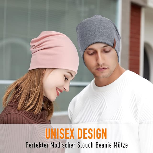 Detalle de Slouch Beanie Mütze aus Baumwolle (95%) – leichte, elastische Longbeanie für Damen & Herren