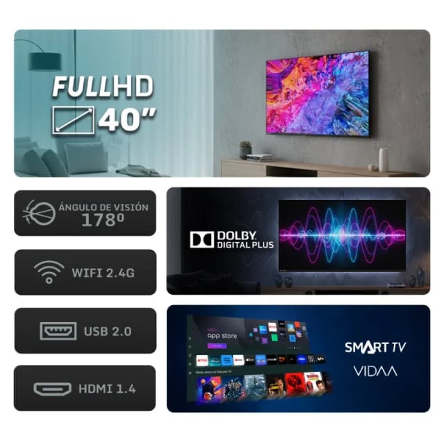 Detalle 2 de Nilait Prisma 40FD7004SVIOS 40" LED FHD Smart TV VIDAA (Full HD)