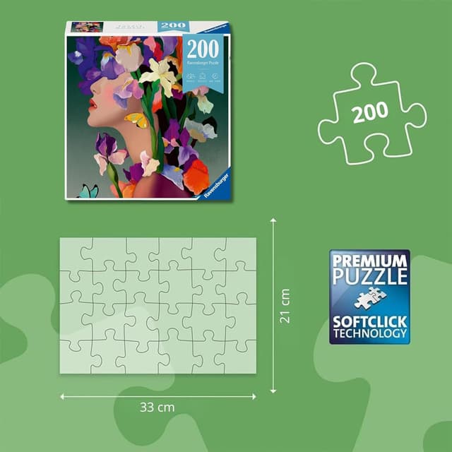 Detalle de Ravensburger Puzzle 200 pezzi Iris, puzzle per adulti +14 anni floreale 21 x 33 cm