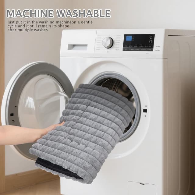 Detalle 2 de BVAGSS Flauschiges orthopädisches Hundebett XH082 (100x70 cm), waschbare Hundematte mit rutschfester Unterseite – Grau