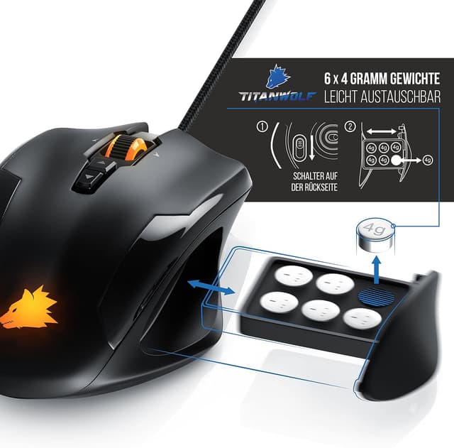 Thumbnail 5 de TITANWOLF Gaming Set: Mechanische Tastatur ALUMAR 10800dpi Maus