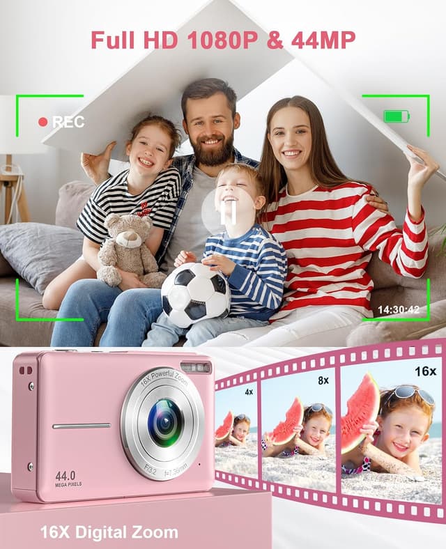 Detalle 2 de Digital Camera 1080P 44MP Compact Camera 16x Zoom