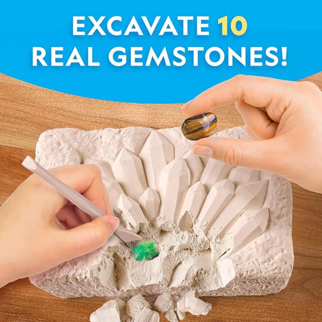 Detalle de National Geographic Gemstone Dig Kit (Blue Marble) — Dig Up 10 Real Gemstones and Crystals for Kids