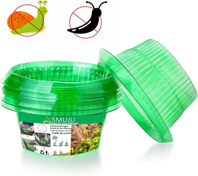 Detalle de Schneckenkragen / Schneckenzaun (12 Stück) zum Schutz von Salat- und Kohlpflanzen, Ø 24 cm, grün