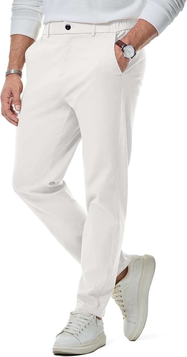 Detalle 2 de JMIERR Herren Chino Stretch Cargohose aus Baumwolle mit elastischem Bund und Taschen