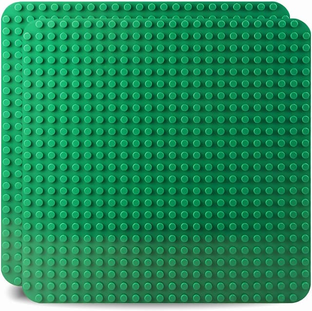 Detalle de HUIZDQ 2er-Set große Bauplatte (38,4 x 38,4 cm) mit 24 x 24 Noppen – grün, Classic Grundplatte für Klemmbausteine