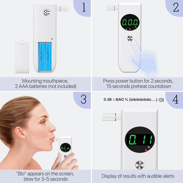 Detalle de COCOCKA alcohol breathalyser with LCD, 10 tips