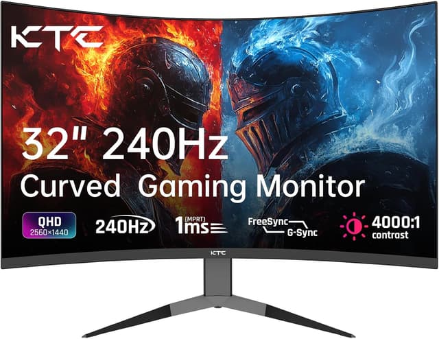 Detalle de KTC 32 Zoll Curved Gaming-Monitor 1000R (2K WQHD, 240 Hz) mit Adaptive Sync, 1 ms, HDR und VESA