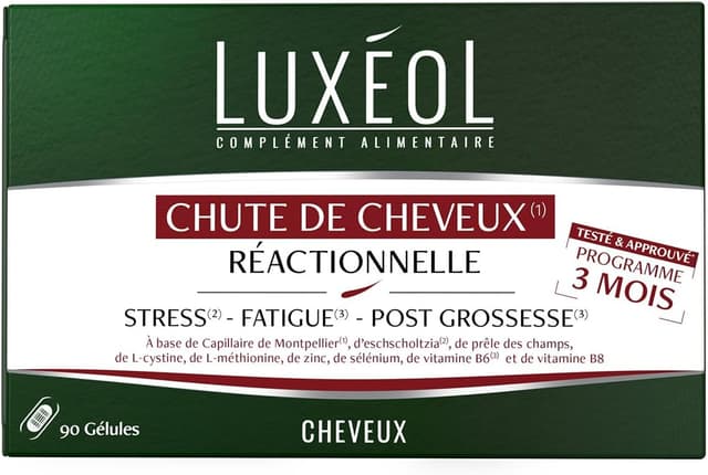 Detalle de LUXÉOL Chute de cheveux réactionnelle 90 gélules