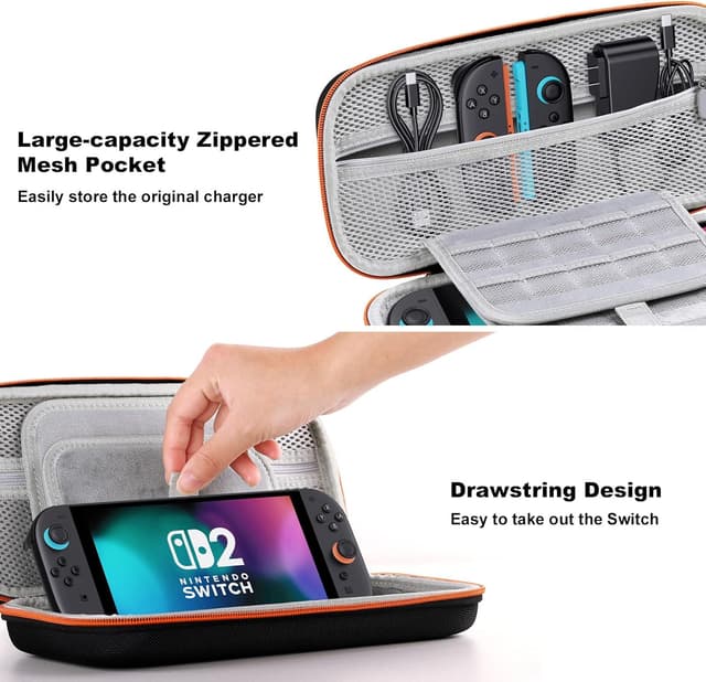 Detalle 2 de Lmcpa Custodia per Nintendo Switch 2 con 20 slot, arancia