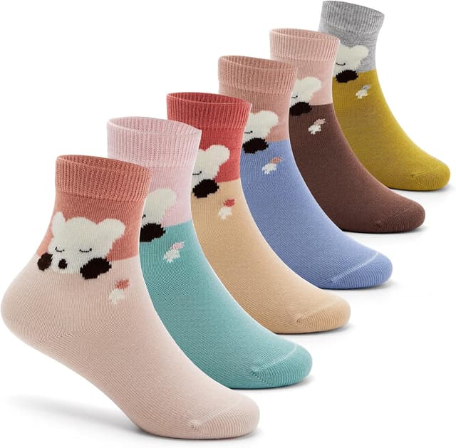 Detalle de Aisyee 6 Paar Kinder Baumwollsocken ohne Naht – bunte Cartoon- & Tierdesigns für Jungen