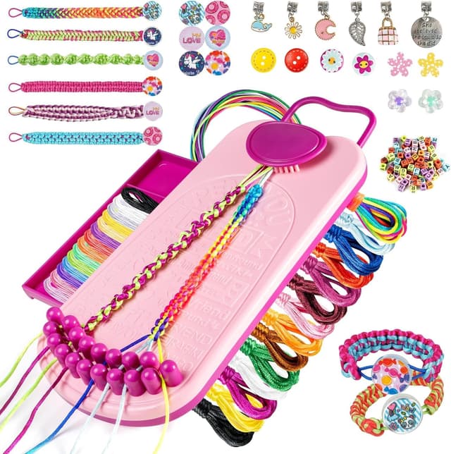 Detalle de Friendship Bracelet Making Kit for Kids (Ages 6-12) with Threads, Beads & Clasps – DIY Craft Toy Gift