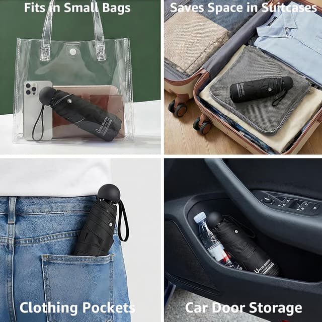 Detalle de BAODINI mini travel umbrella with case (UPF 50+ UV protection, compact pocket size)