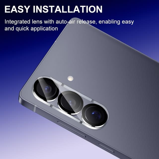 Detalle 2 de OFFCUP Caméra Protecteur pour Samsung Galaxy S25 – protecteur d’objectif 9H avec cadre en verre aluminium (blanc)