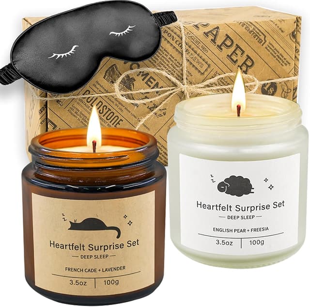 Detalle de Candle Gift Set for Women (Cozy Home Set) with Aromatherapy Candles & Comfortable Eye Mask