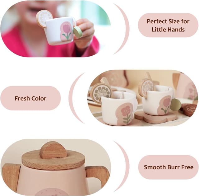 Thumbnail 4 de Smartwo 27PCS wooden tea set for toddlers 🍵