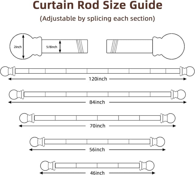 Thumbnail 2 de SMODBRODRE 5/8" Black Curtain Rods 28–48 in 🪟
