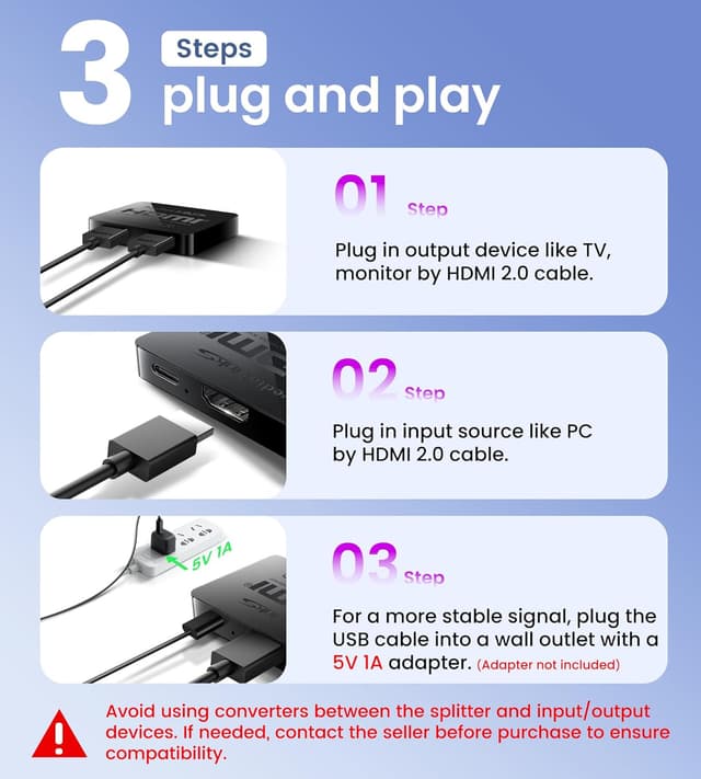 Thumbnail 5 de avedio links HDMI Splitter 1x2 4K 60Hz