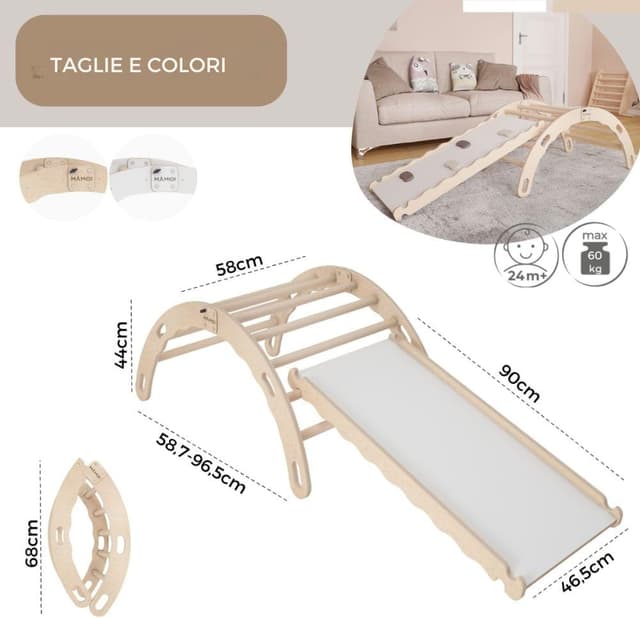 Detalle 2 de MAMOI Arrampicata per Bambini Scivolo Legno 2/3 Anni