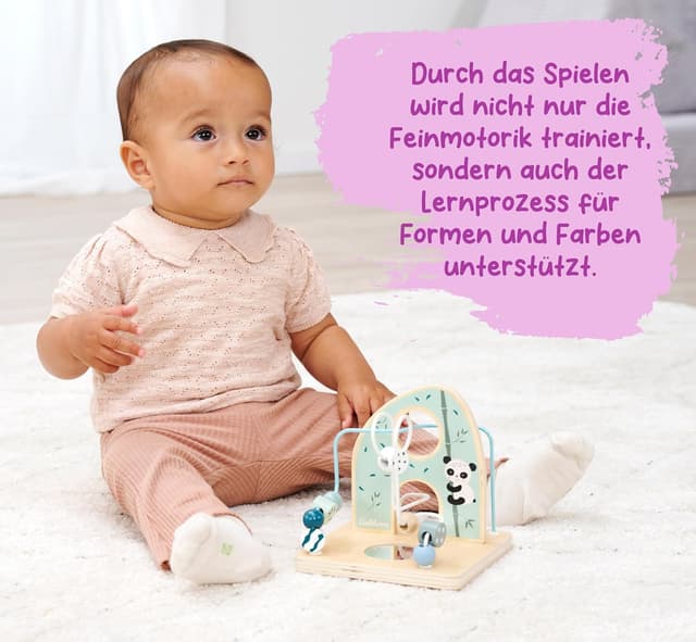 Detalle 2 de Eichhorn Motorikschleife mit Spiegel – 2 Schleifen aus Birkenholz (ab 1 Jahr)