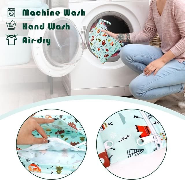 Thumbnail 4 de Rinfency Wetbag Set (3-teilig) „Zoo“ – große nasse Täsche für Kindergarten, Schwimmen & Windeln