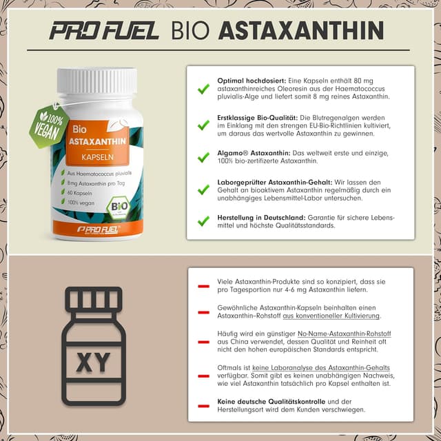 Detalle de BIO Astaxanthin-Kapseln 60x hochdosiert 8 mg pro Kapsel