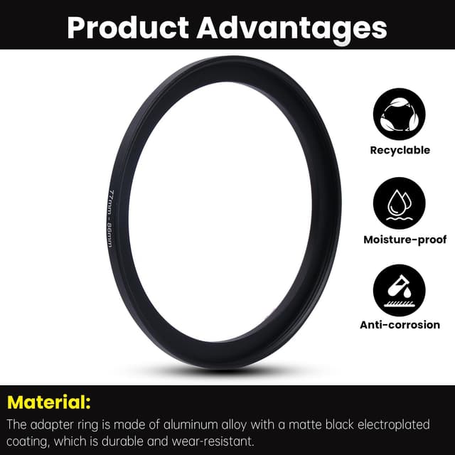 Detalle de Metall Step-Up Ring Filteradapter 77 mm auf 86 mm – Adapterring für UV-, CPL- und ND-Filter