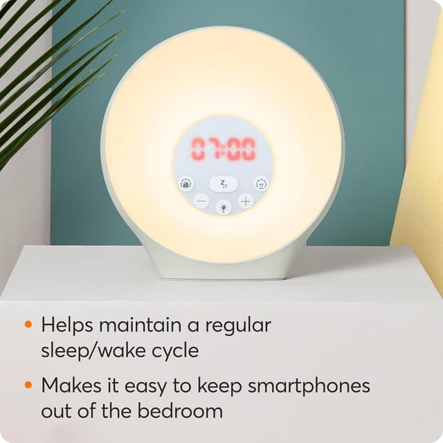 Detalle 2 de Lumie Sunrise Alarm sunrise wake-up alarm with sunset sleep feature, sounds & mood lighting (White)