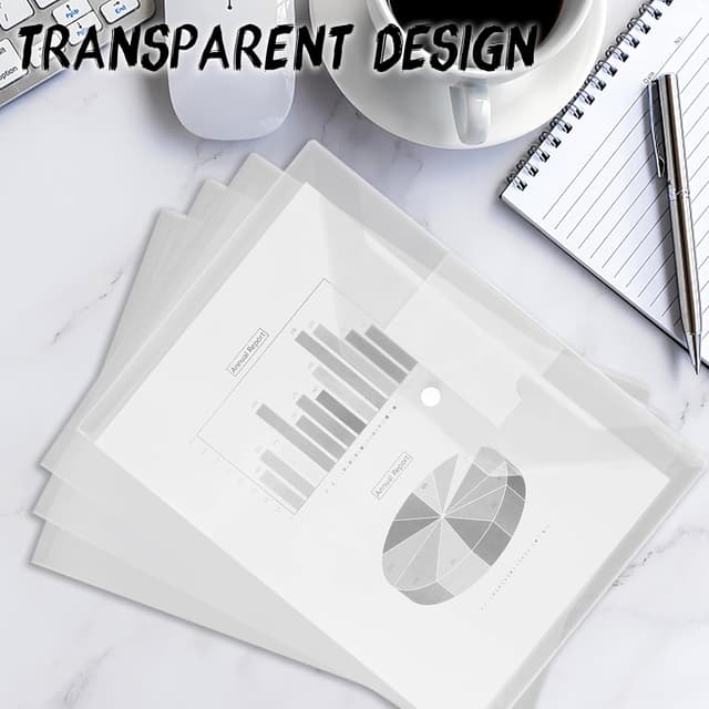 Detalle 2 de Clear A4 Plastic Wallets (30 Pack) with Popper, Clear Document Folder Pocket