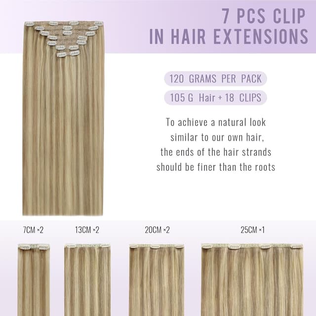 Thumbnail 2 de Fshine Echthaar Extensions Clip 40 cm 120 g