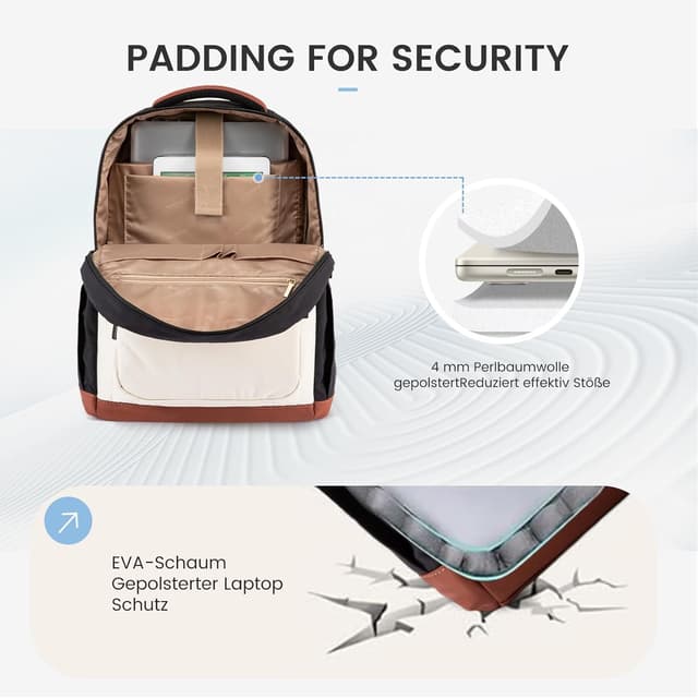 Detalle 1 de LOVEVOOK Schulrucksack 15,6 Zoll mit Laptopfach