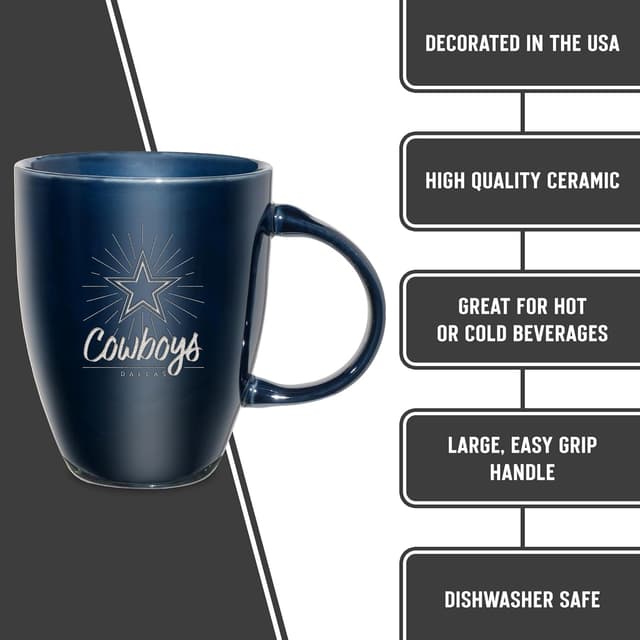 Detalle 2 de Rico Industries NFL Football Sunburst 18oz Laser Engraved Ceramic Lustre Mug