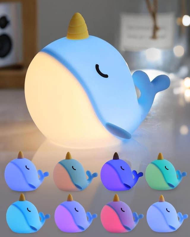 Detalle de Fuloon Whale Narwhal night light, 30 min timer
