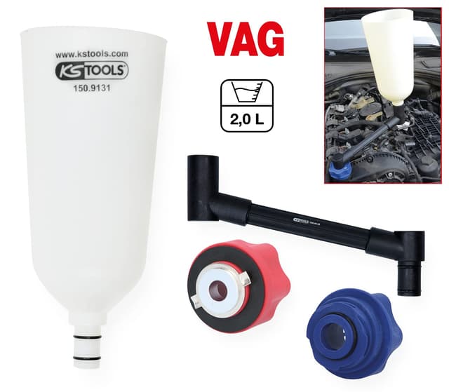 Detalle 2 de KS Tools 150.9155 – Set di imbuti per olio con braccio girevole per VAG, 4 pezzi