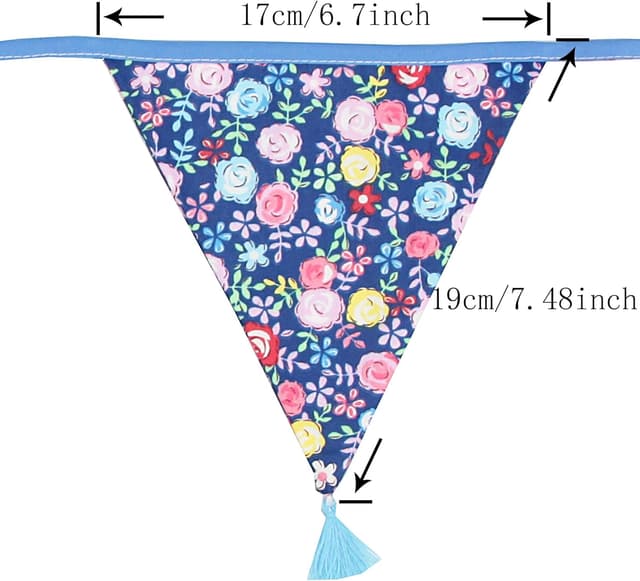 Detalle 2 de G2PLUS Fabric Bunting Banner with Tassel (3.3M) with 12 Vintage Triangle Pennants