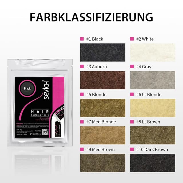 Detalle 2 de Sevich Streuhaar 100 g Nachfüllpackung für Haarverdichtung bei ausdünnendem Haar (schwarz)