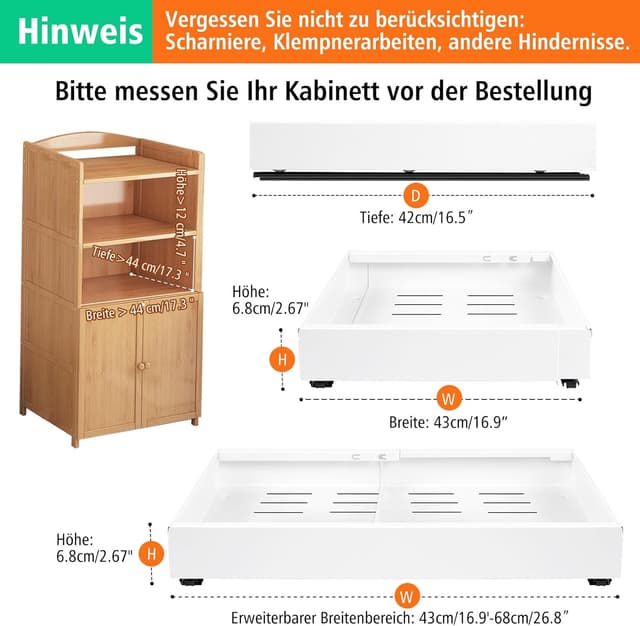 Detalle 2 de NAYAHOSE Teleskopschublade 32–48 cm Weiß