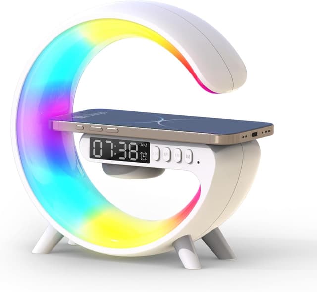 Detalle de Smiling Shark Lampes de Réveil intelligentes : ambiance lumineuse, charge sans fil et haut-parleur Bluetooth